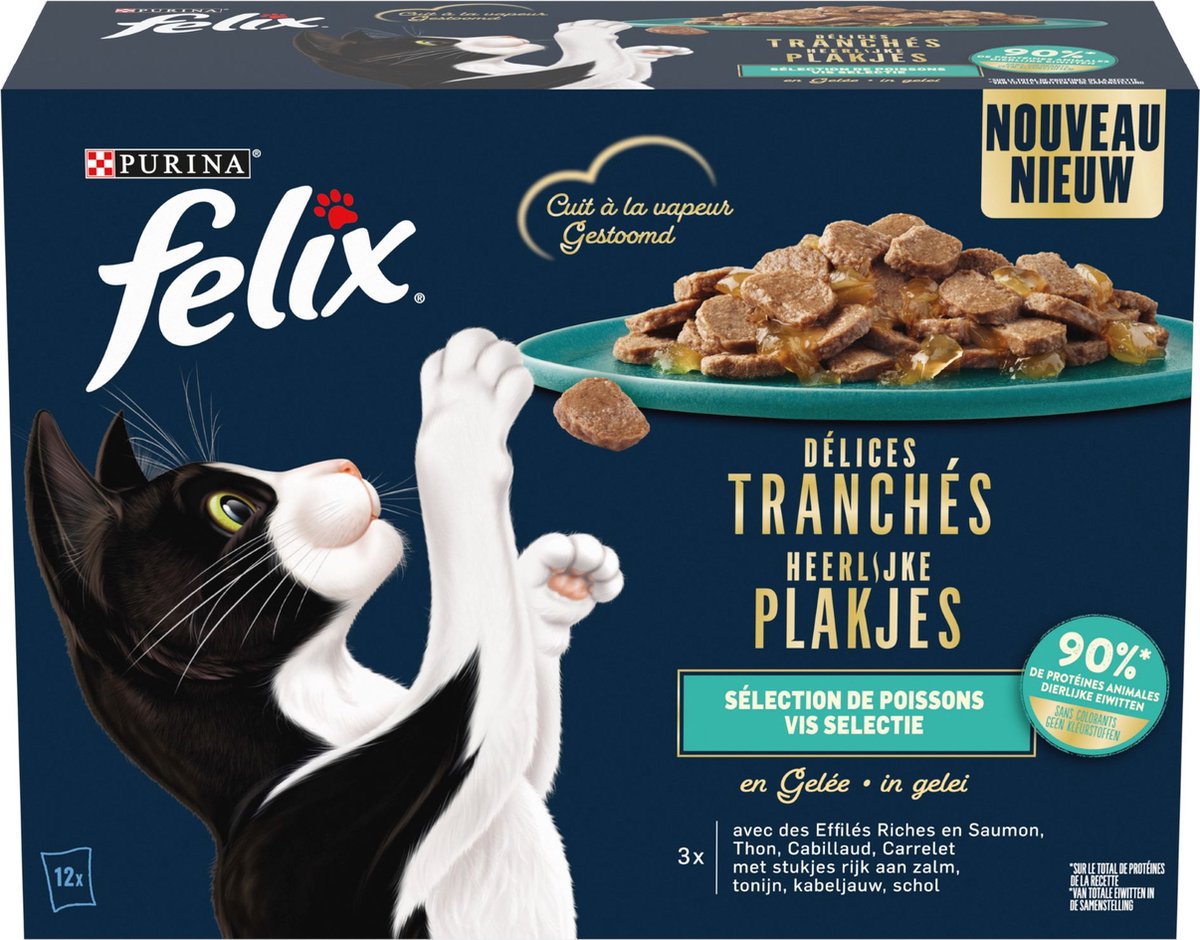  Felix Heerlijke Plakjes Vis Selectie Kattenvoer Nat 4(12x80g)