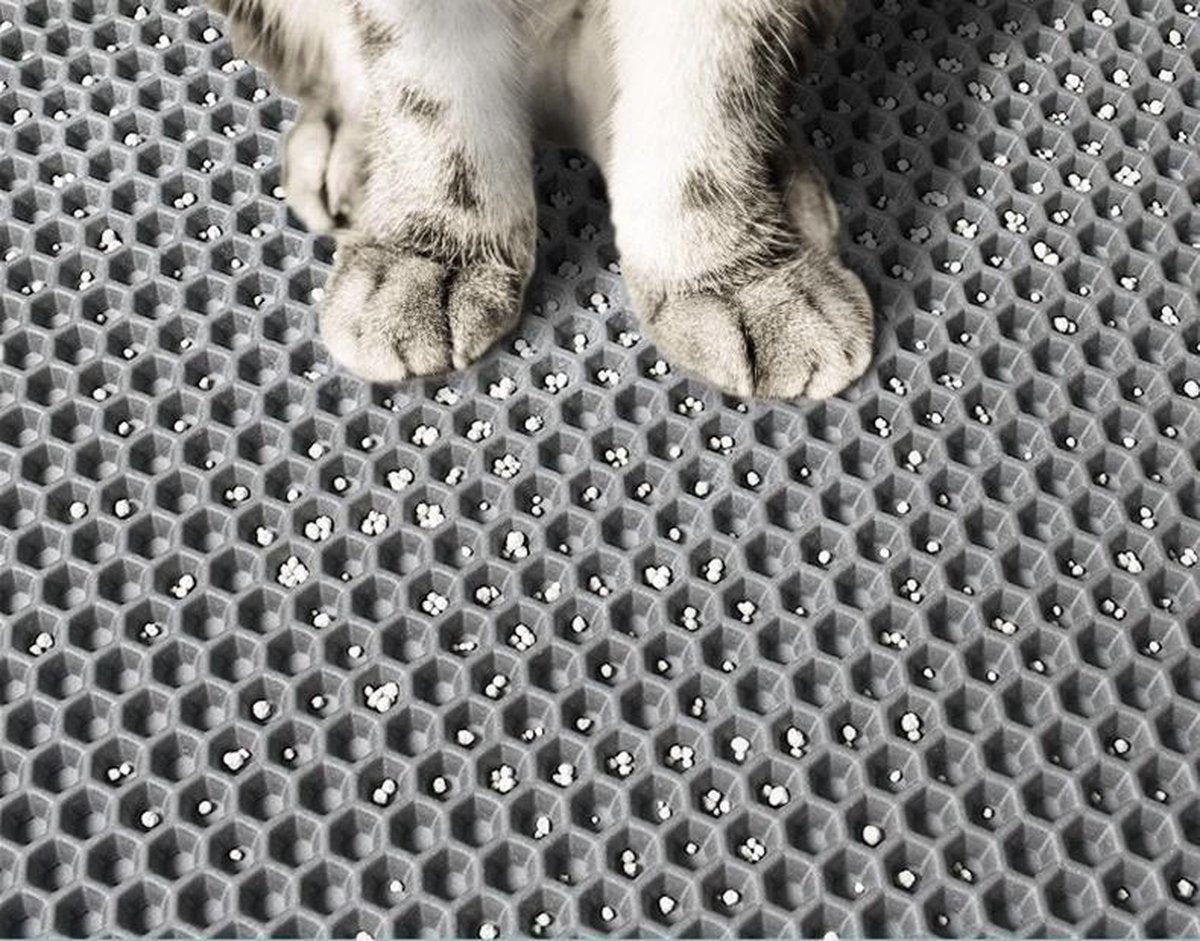 Nixnix - Kattenbakmat - 40 X 50 Cm - Waterdicht - Dubbele Laag - Honingraatstructuur - Uitloopmat - Placemat Kat - Schoonloopmat Kattenbak - Kattenbak Accessoires - Katten Grit Opvanger - Katten Mat