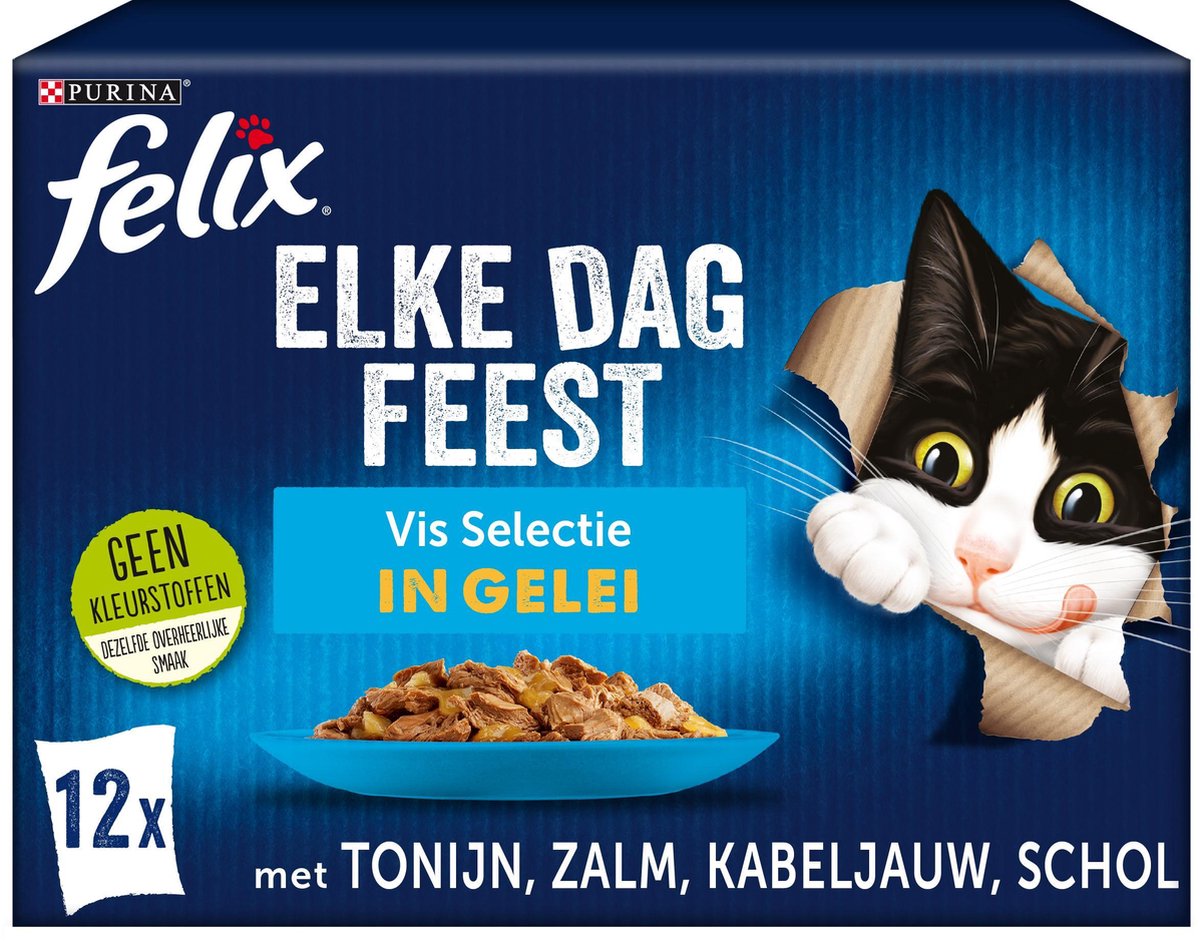  Felix Elke Dag Feest Vis Selectie In Gelei - Katten Natvoer - 4x12x85 Gr