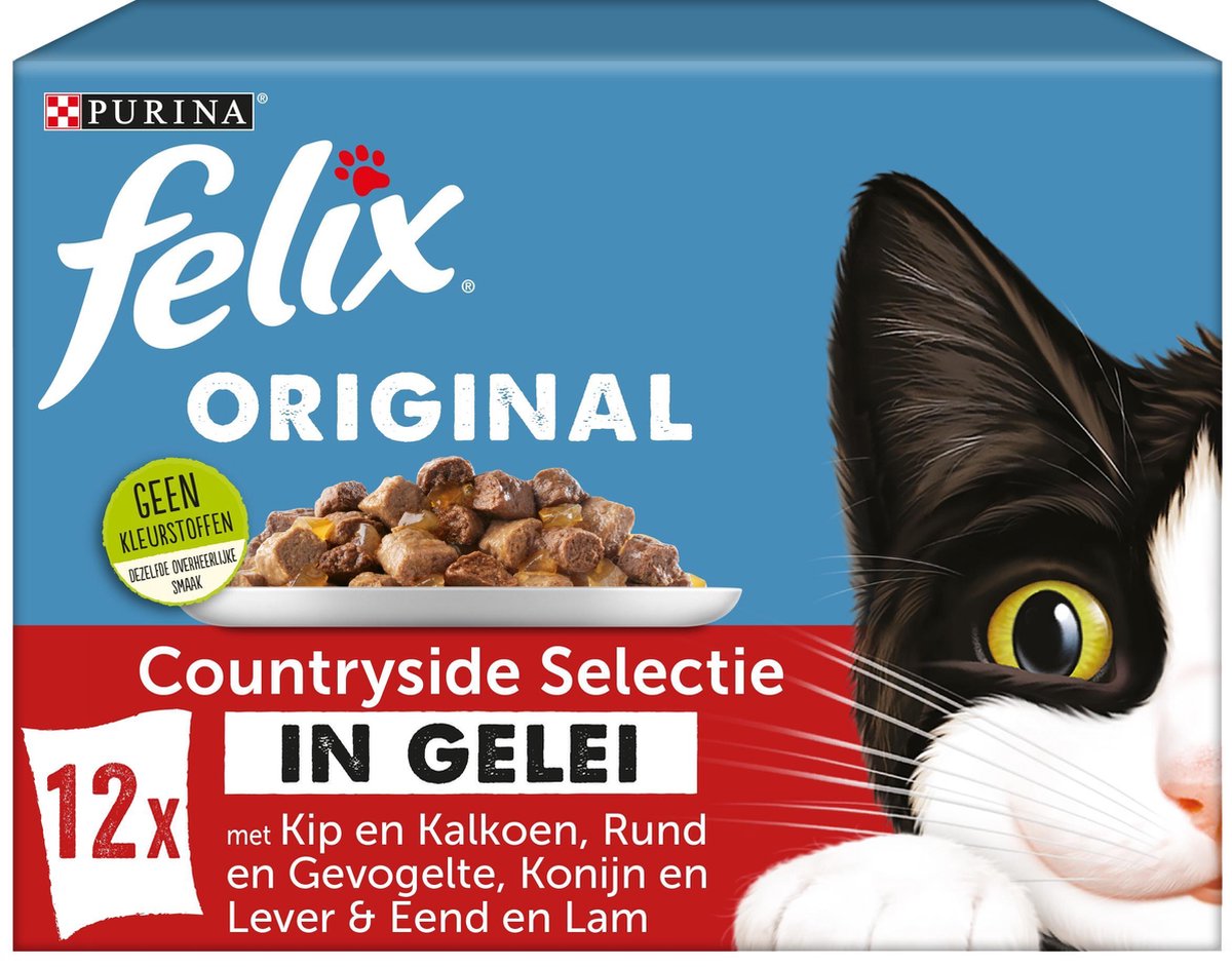  Felix Original Countryside Selectie In Gelei - Katten Natvoer - 4 X 12 X 85gr