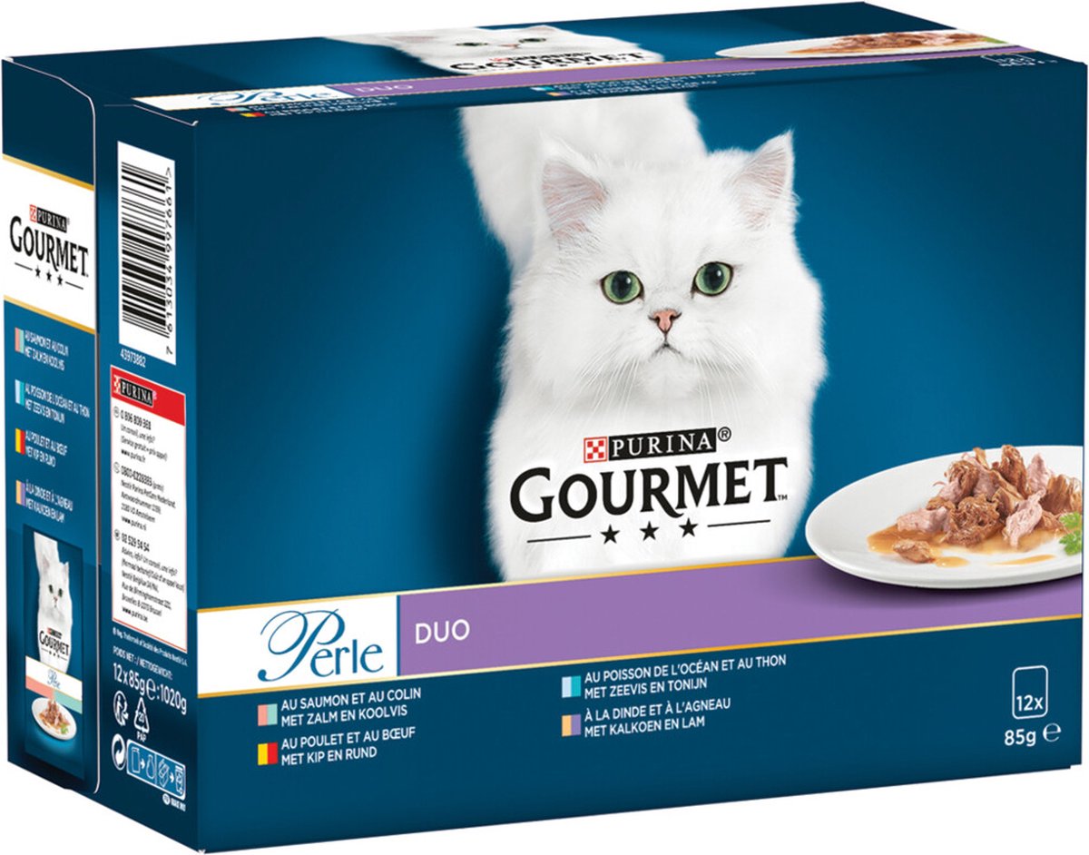  Gourmet Perle - Kattenvoer Natvoer - Land &amp; Zee Duo Met Kip En Rund - 48 X 85 Gram