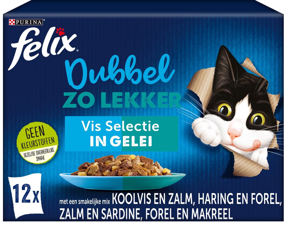  Felix Dubbel Zo Lekker Vis Selectie In Gelei - Katten Natvoer - 48 X 85g