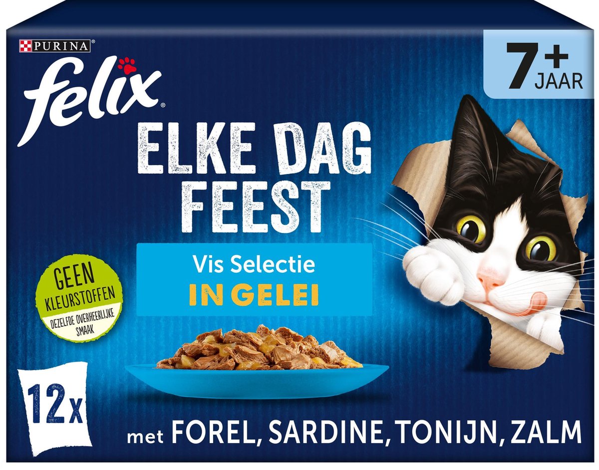  Felix Elke Dag Feest Vis 7+ Senior - Katten Natvoer - 48 X 85g