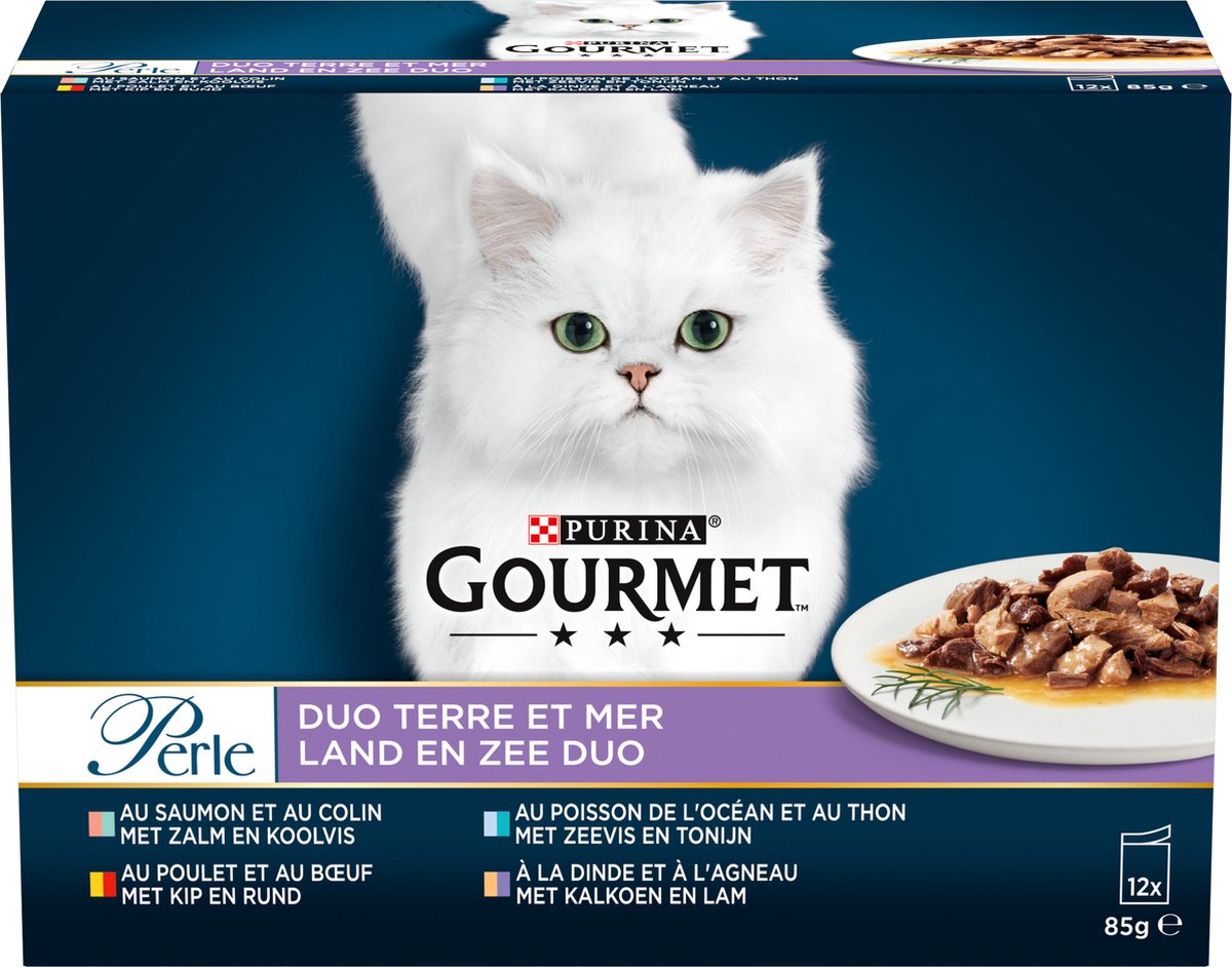  Gourmet Perle - Kattenvoer Natvoer - Land &amp; Zee Duo Met Kip En Rund - 48 X 85 Gram