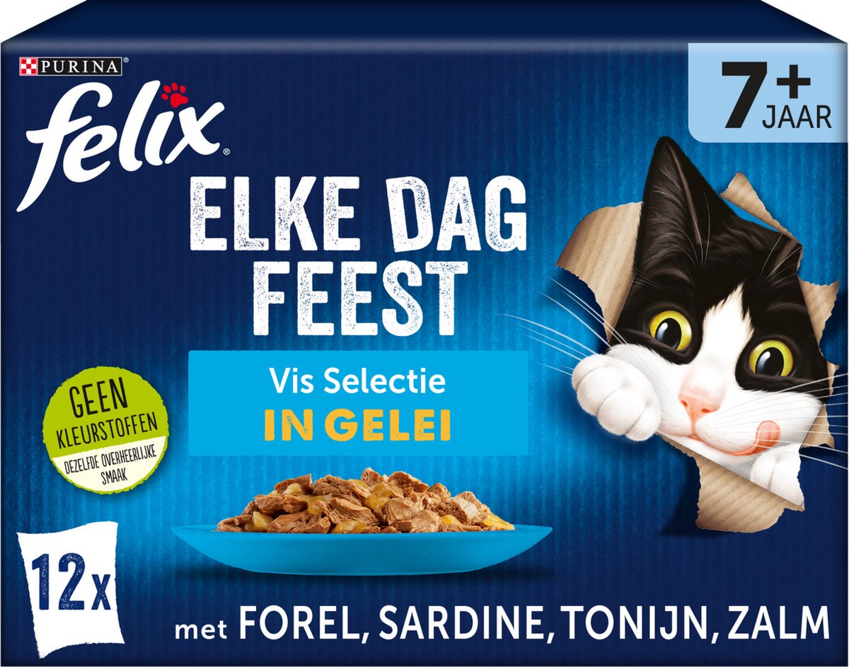  Felix Elke Dag Feest Vis Selectie In Gelei 7+ Jaar 12 X 85 Gr