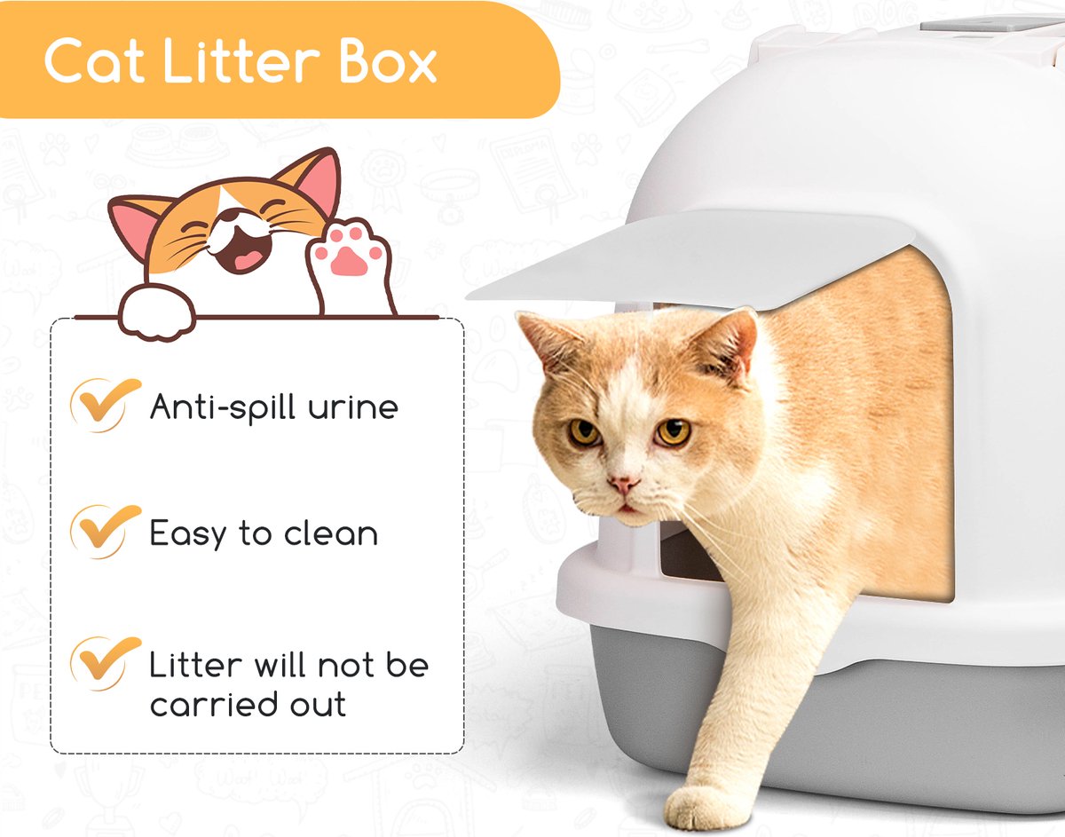  Nobleza ZSW - Kattenbak Met Kattenbakschep - 54x41x45 Cm - Grijs- L