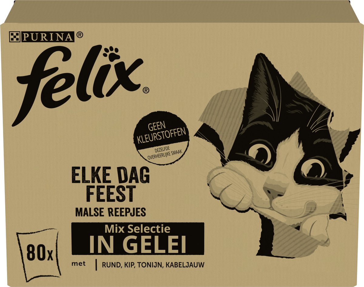  Felix Elke Dag Feest Mix Selectie In Gelei - Katten Natvoer - 80 X 85g