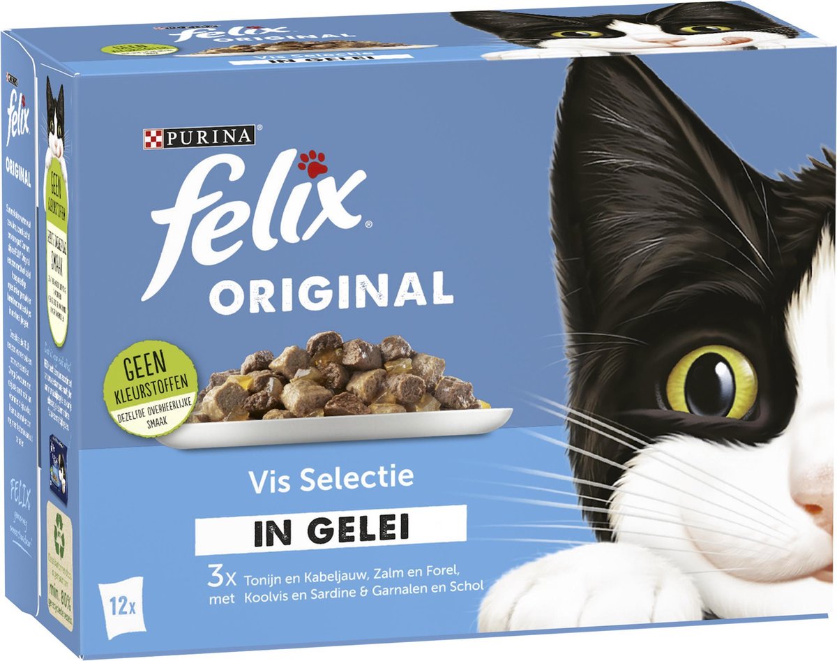  Felix Original Vis Selectie In Gelei - Katten Natvoer - 4 X 12 X 85gr