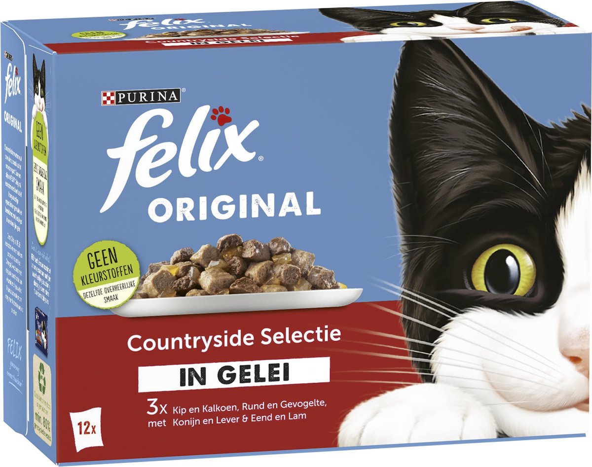  Felix Original Countryside Selectie In Gelei - Katten Natvoer - 4 X 12 X 85gr