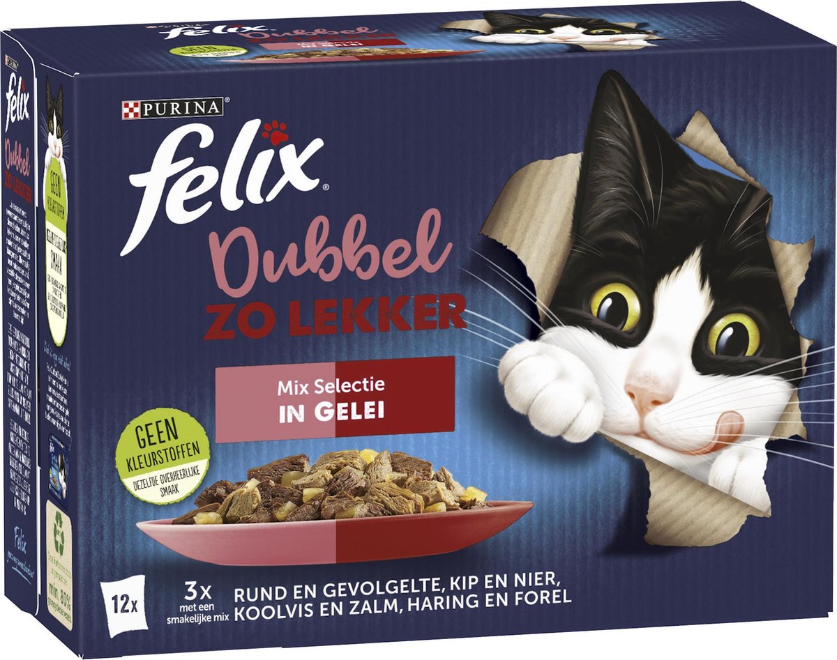  Felix Dubbel Zo Lekker Mix Selectie In Gelei - Katten Natvoer - 48 X 85g
