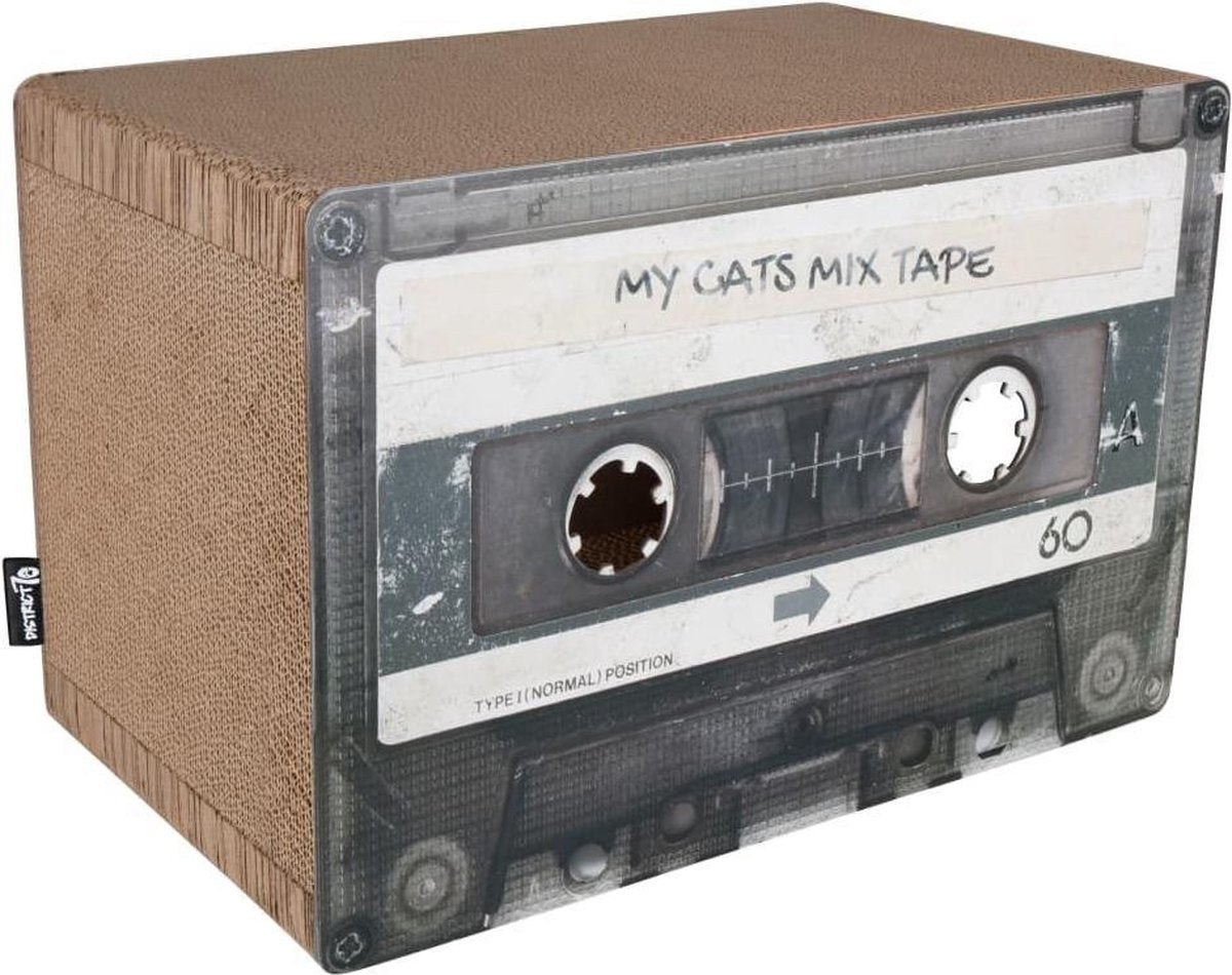  District 70 MIXTAPE - Trendy Retro Krabmeubel Van Duurzaam Karton - Omkeerbaar In Zwart - 54x35x31cm - Zwart