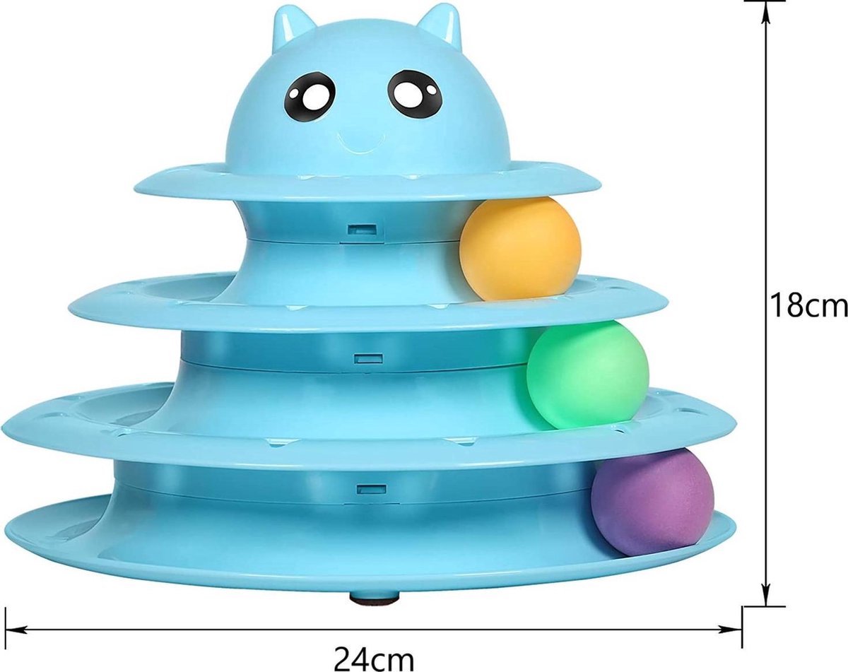  Sefaras Kattenspeeltjes - Set Bestaande Uit 14 Stuks - Kattenspeelgoed - Rond Draaiende Bal - Kattenspeeltje - Intelligente Kattenspeelgoed - Catch The Balls - Blauw