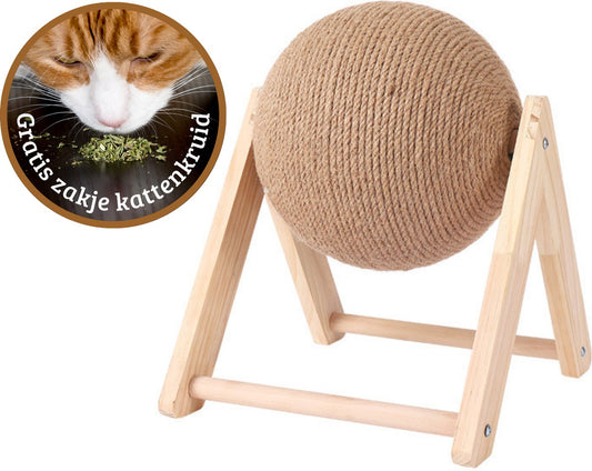  Janse Katten Krab Bal - Katten Speelgoed - Krabmeubel - Kattenkrabpaal - Krabplank - Krabbal - Kattenspeeltje - Krabbol - Inclusief Kattenkruid