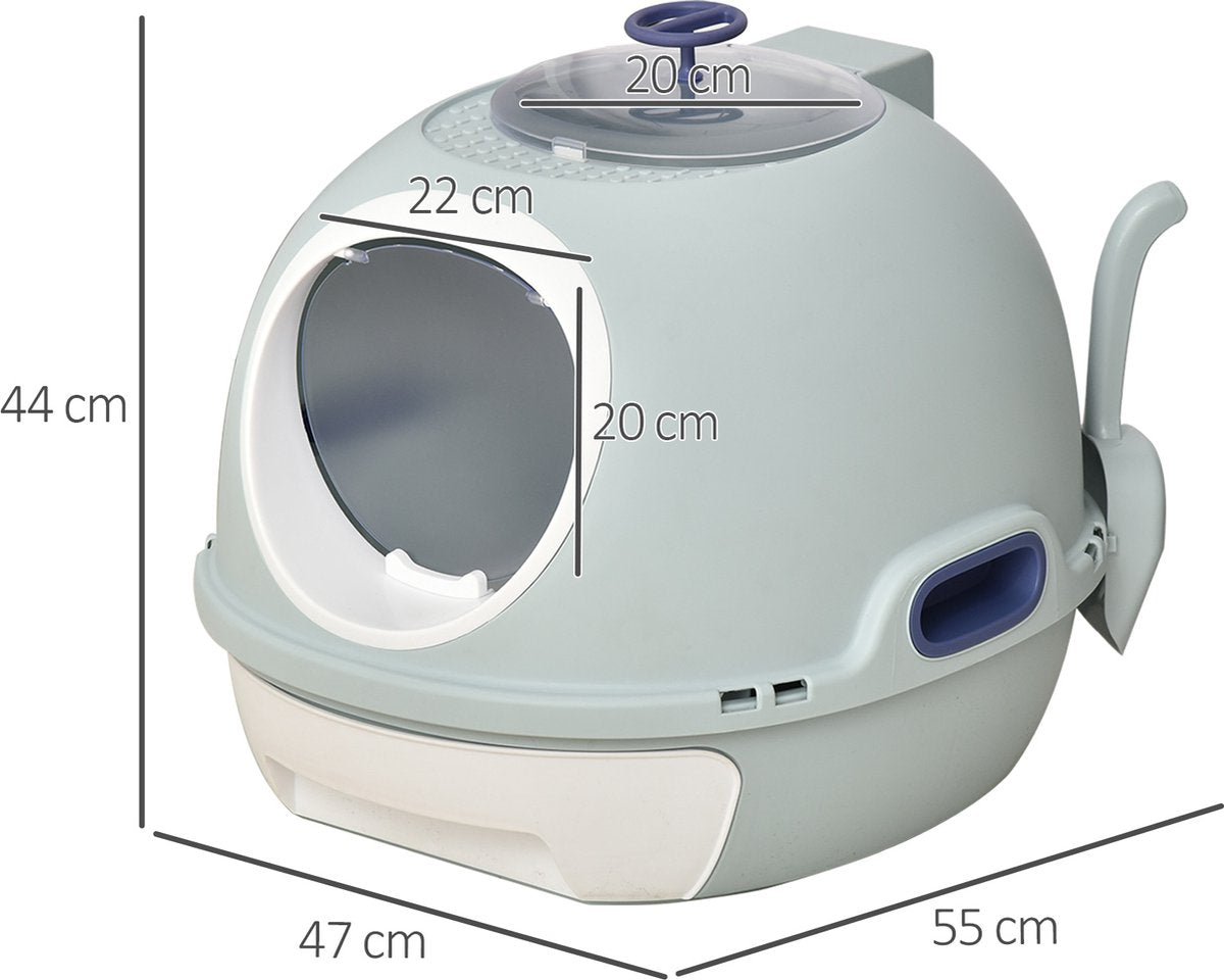  PawHut Kattentoilet Kattenbak Dakraam Bodembak Schep Draagbaar PP ABS D31-012
