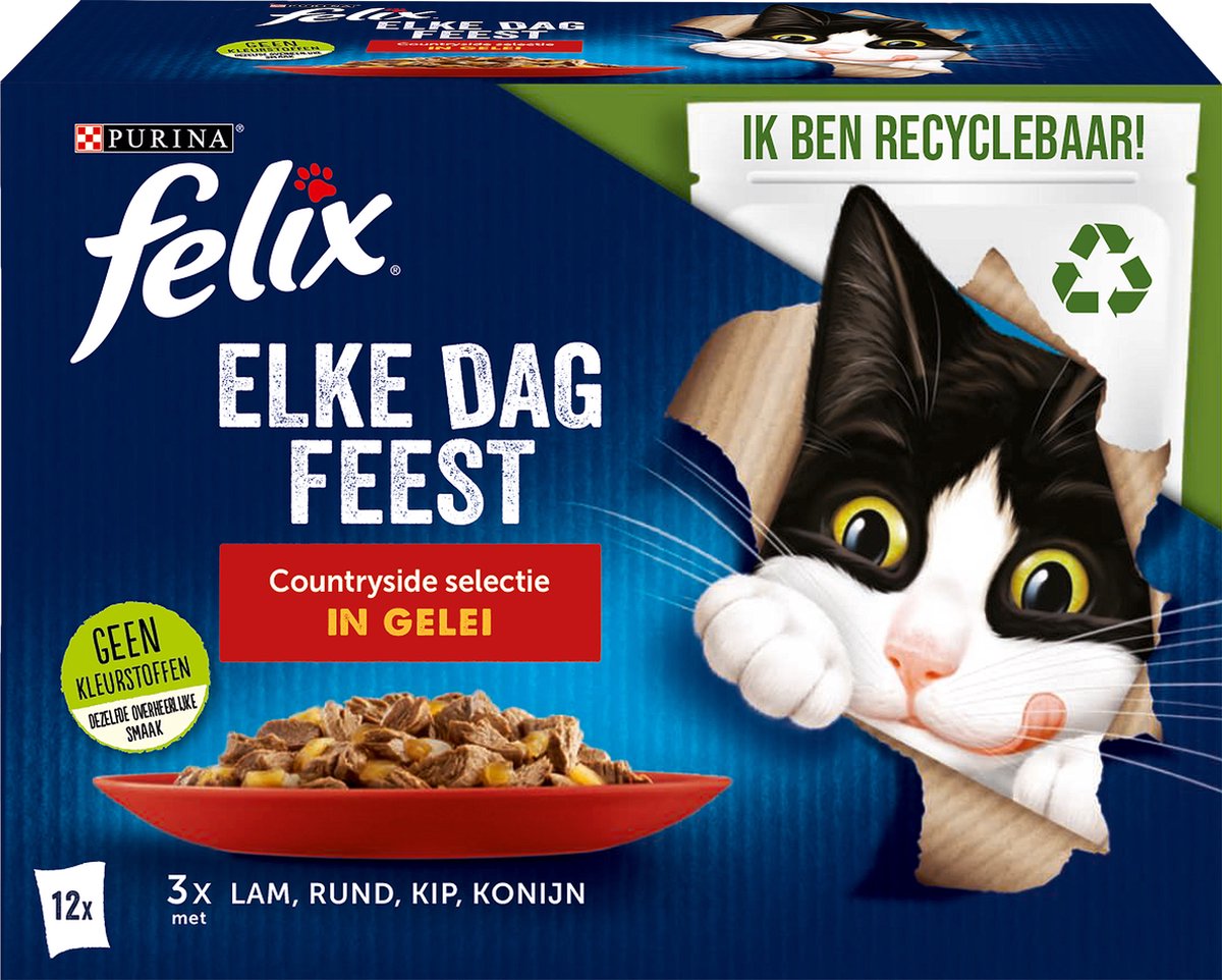  Felix Elke Dag Feest Countryside Selectie In Gelei - Katten Natvoer - 4x12x85 Gr