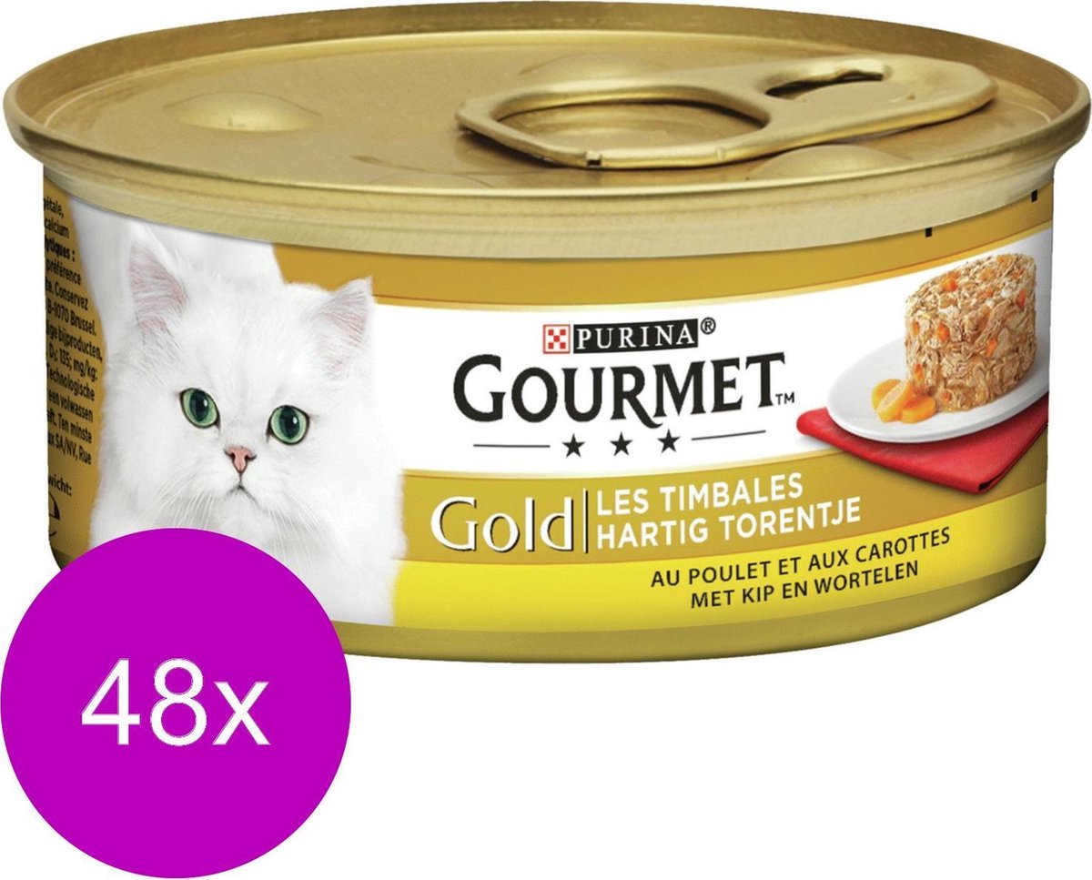  Gourmet Gold Hartig Torentje 85 G - Kattenvoer - 48 X Kip&amp;Wortel