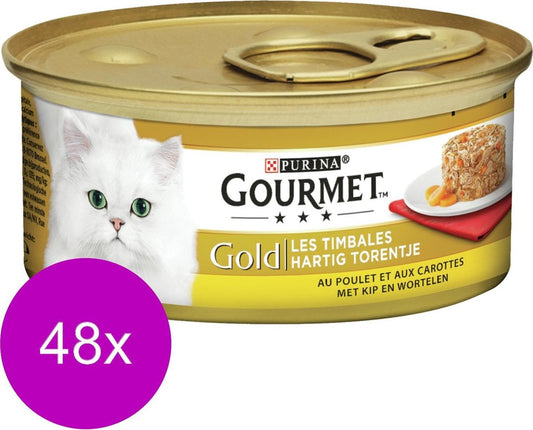  Gourmet Gold Hartig Torentje 85 G - Kattenvoer - 48 X Kip&amp;Wortel