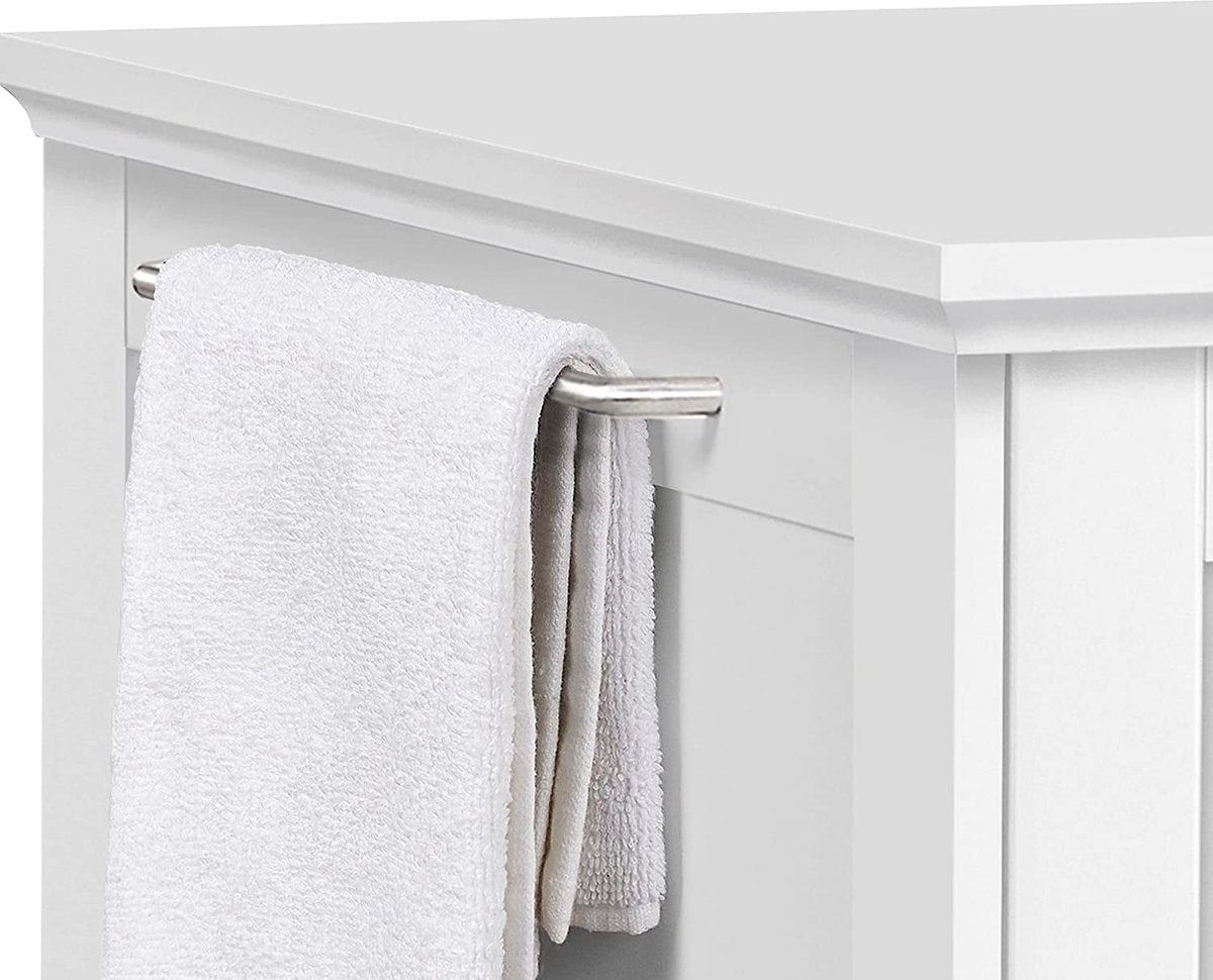  MEUBELEXPERT - Kattenhuis Kattenmand Wit Gesloten Kattentoilet Met Ingang En Handdoekhouder Kattenbak Kast Voor Katten Honden Huisdier 48,5 X 51 X 51,5 Cm Hout