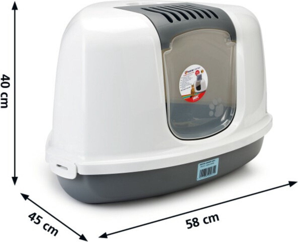  Savic Hoek Kattenbak Nestor Grijs / Wit - 58.5X45.5X40 CM