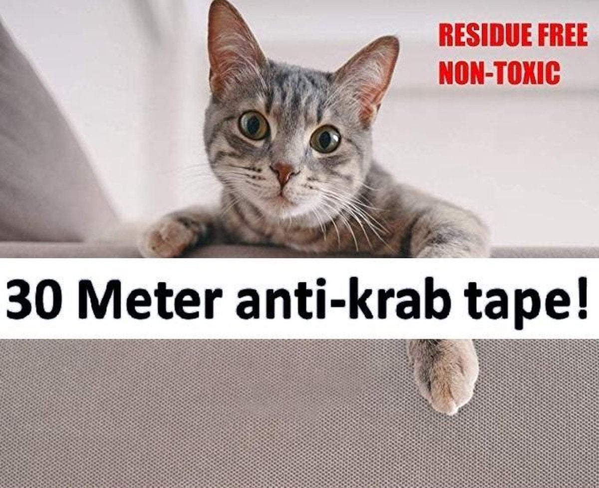 Merkloos Meubelbeschermer - Krab Bescherming - Anti Krabben - Trainingstape - 30 Meter Lang - Bescherming Voor Meubels - Meubelbescherming - Diervriendelijk Trainingstape - Tegen Krabschade - 10 Cm X 30 Meter - XXL Voordeel