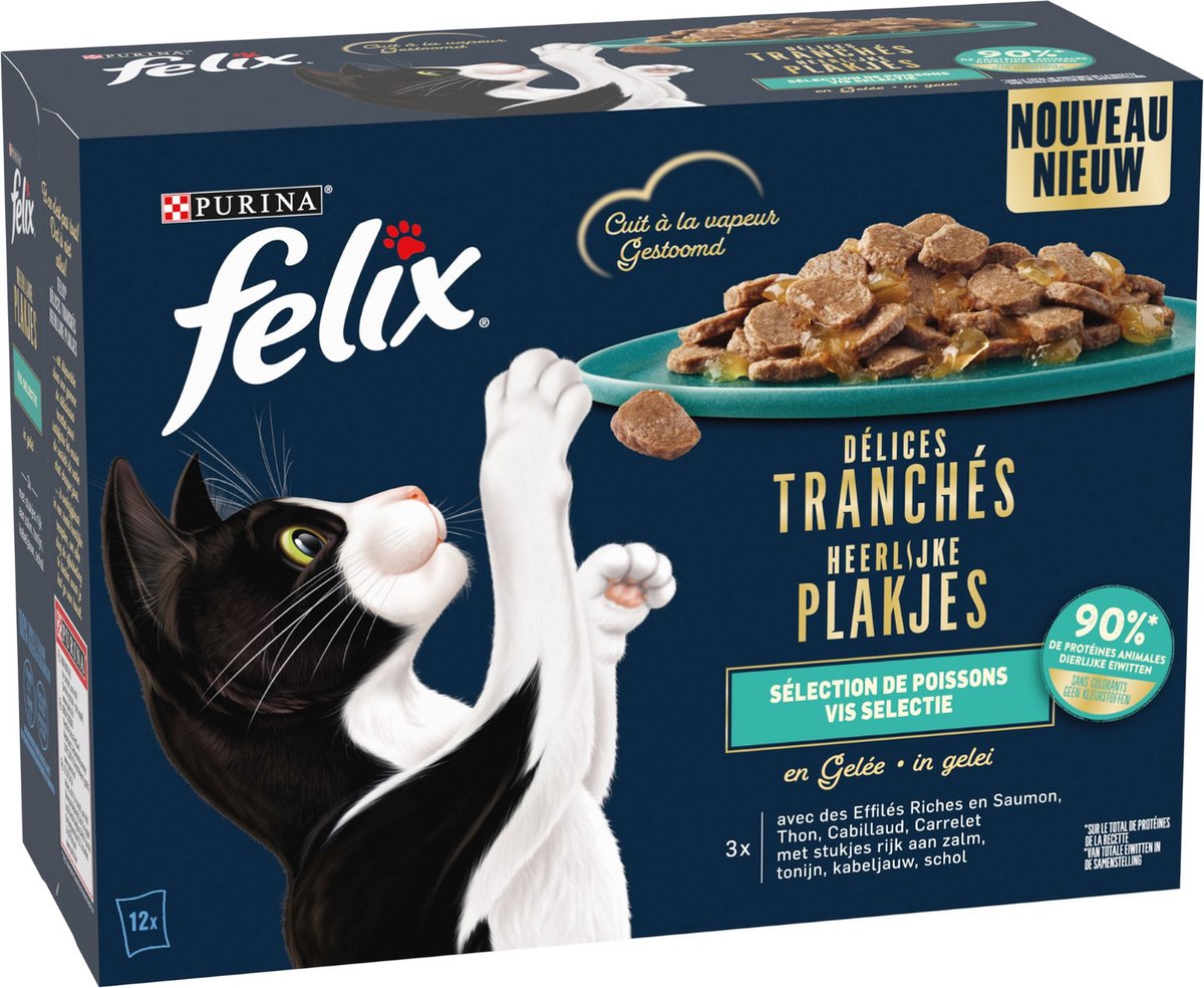  Felix Heerlijke Plakjes Vis Selectie Kattenvoer Nat 4(12x80g)