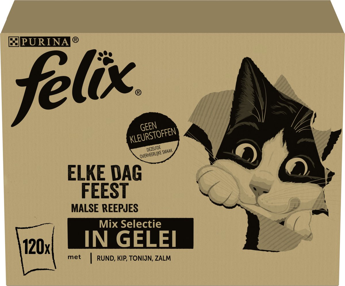 Purina Felix Elke Dag Feest - Kattenvoer Nat - Mix Selectie In Gelei - 120-pack