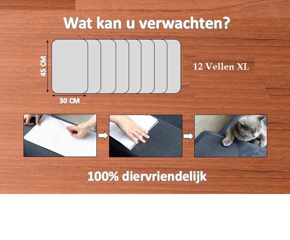 Merkloos Huisdieren Meubelbescherming - 12 STUKS XL + Krabtape Teststrip - EXTRA GROOT (45 X 30CM) - Krab Beschermer Katten - Anti Krab Katten - Krabpaal - Bescherming Tegen Krabschade - Antikrabben - Bankbeschermer - Bankbescherming