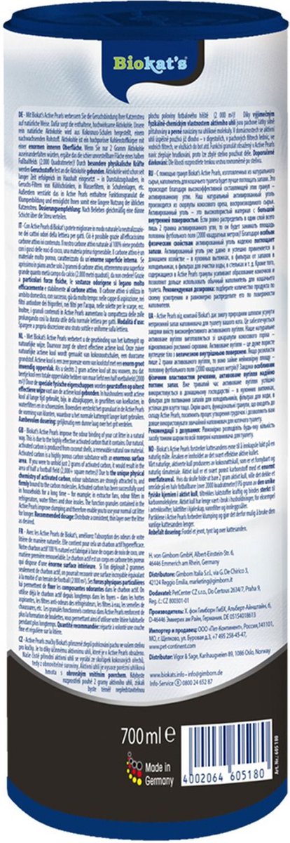  Biokat's Active Pearls - 700 Ml - Toevoeging Voor Kattenbakvulling Met Actieve Kool