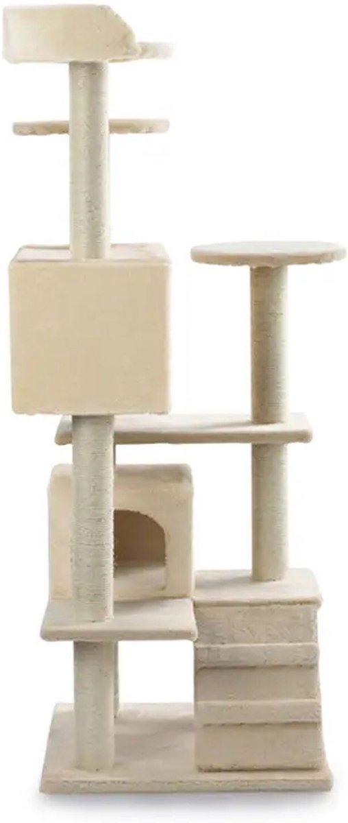  Krabpaal XXL Voor Kat -132 Cm -Beige - Kattenboom Voor Katten - Kattenhuis Van Sisal - XXL Klimpaal Voor Meerdere Katten