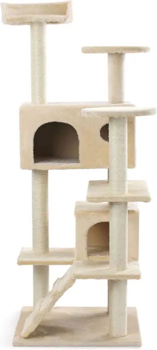  Krabpaal XXL Voor Kat -132 Cm -Beige - Kattenboom Voor Katten - Kattenhuis Van Sisal - XXL Klimpaal Voor Meerdere Katten