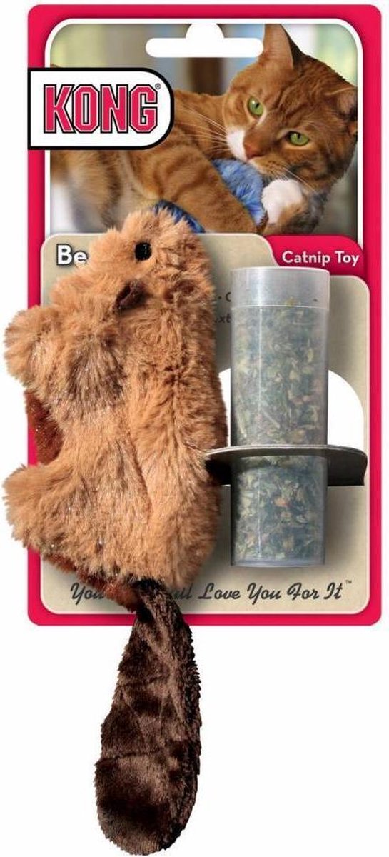  Kong Kat Catnip Bever - Speelmuis - Bruin - 3,8 X 4,5 X 4,2