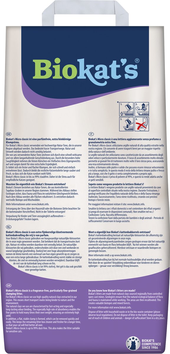  Biokat's Micro Classic - 14 L - Kattenbakvulling - Klontvormend - Zonder Geur
