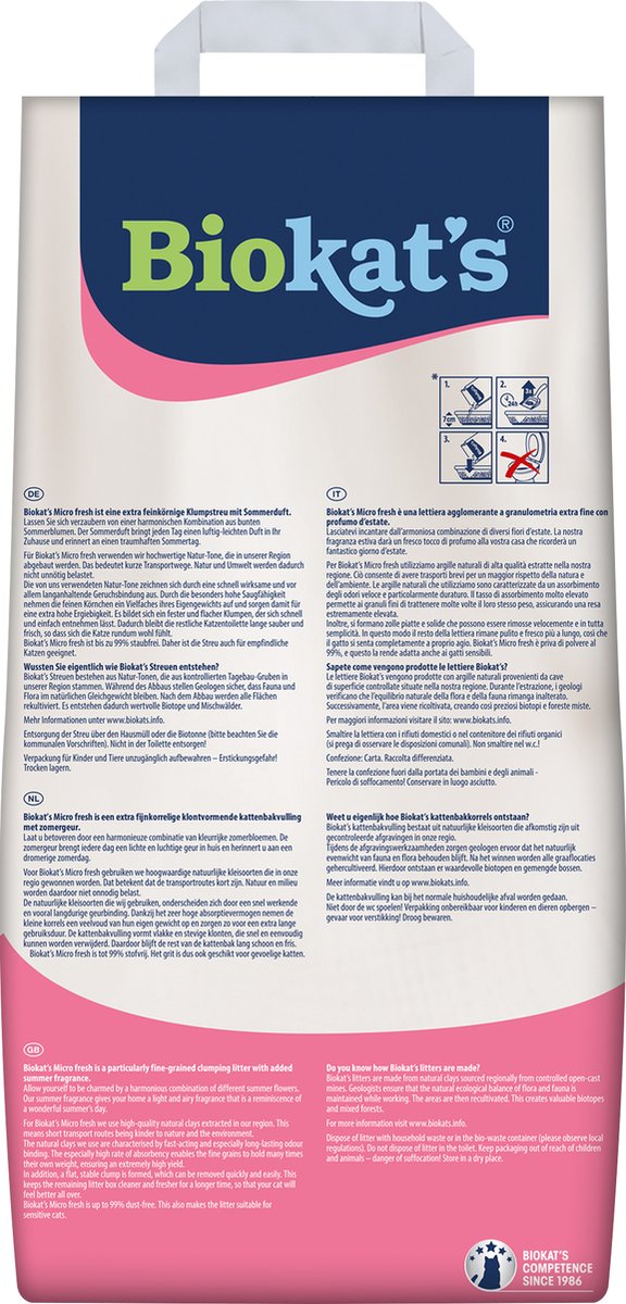  Biokat's Micro Fresh - 14 L - Kattenbakvulling - Klontvormende - Zomergeur