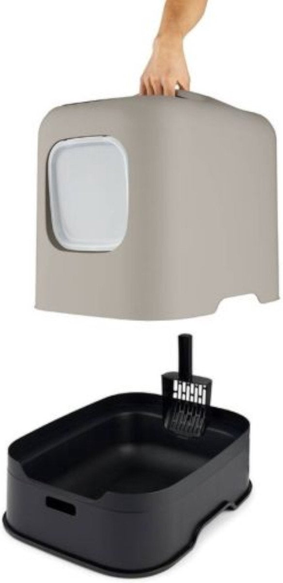  Rotho MyPet Biala Kattenbak Met Kap En Schepje / Gemaakt Van Gerecycled Plastic - Cappucino