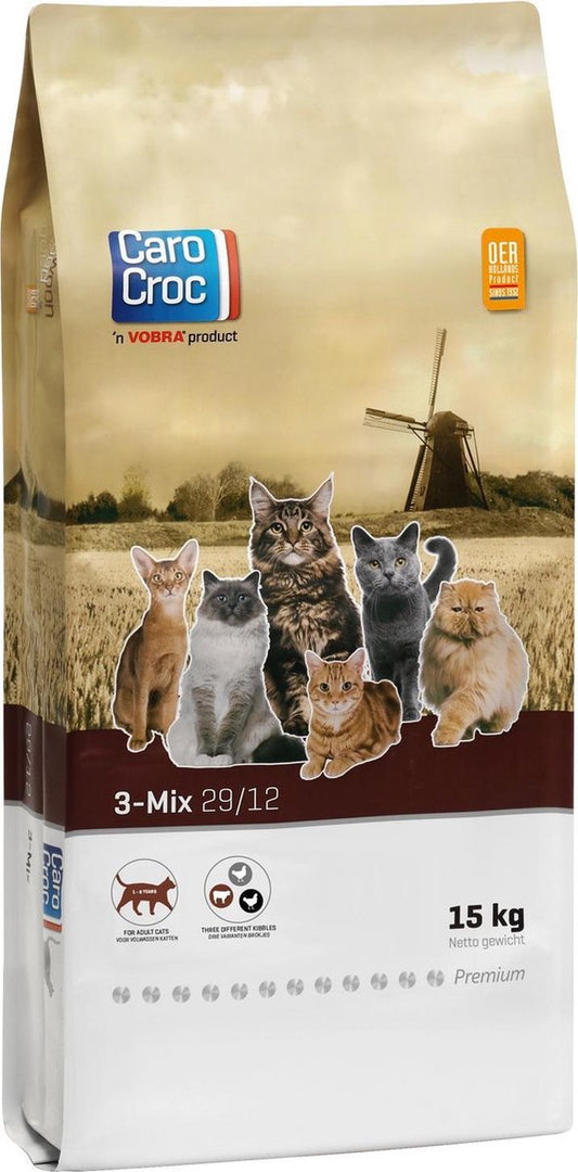  Carocroc Kat 3-Mix Adult - Gevogelte/Rund - Kattenvoer - 15 Kg