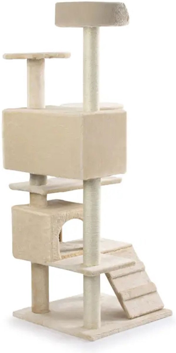  Krabpaal XXL Voor Kat -132 Cm -Beige - Kattenboom Voor Katten - Kattenhuis Van Sisal - XXL Klimpaal Voor Meerdere Katten