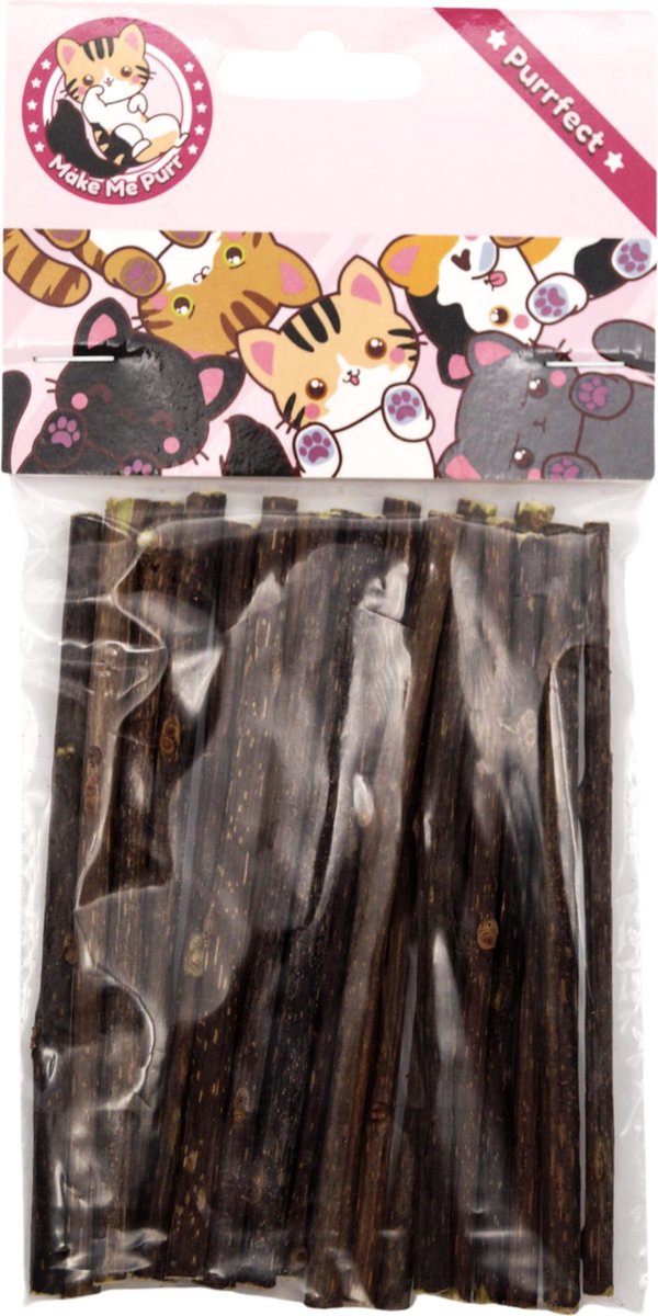  Make Me Purr Matatabi Sticks (20 Stuks) - Silver Vine Kattenkruid Stokjes - Catnip Effect Kauwstokjes - Kattensnack Kattensnoepjes - Kattenspeelgoed Kattenspeeltjes