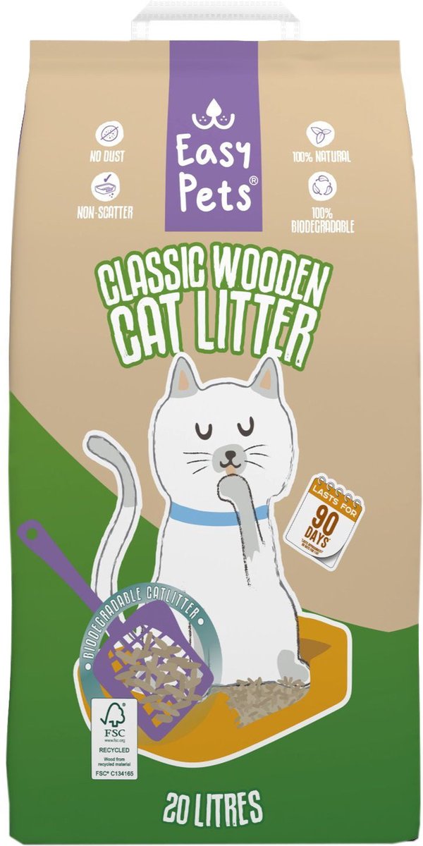  Easypets Houtkorrel Kattenbakvulling 10KG - 20L - Biologisch Afbreekbare Houtkorrels - FSC