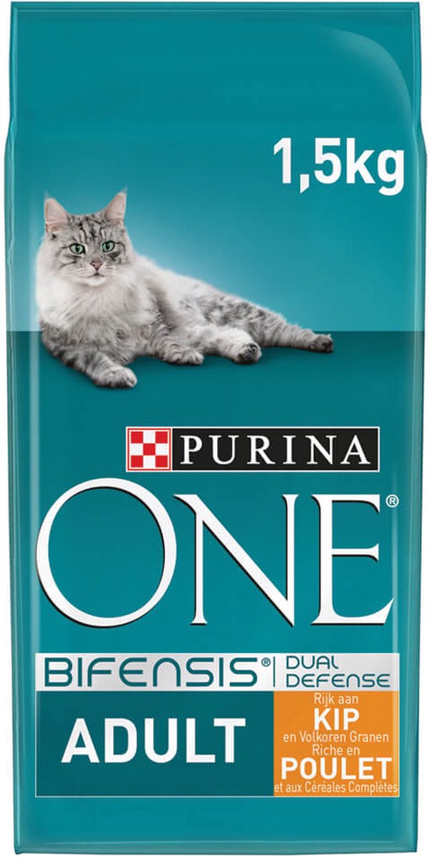 Purina One PURINA® ONE Adult Rijk Aan Kip &amp; Volkoren Granen Brokjes 1,5 Kg