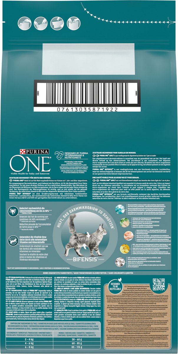  Purina ONE Adult - Kattenvoer Kip &amp; Volkoren Granen - 6 Kg