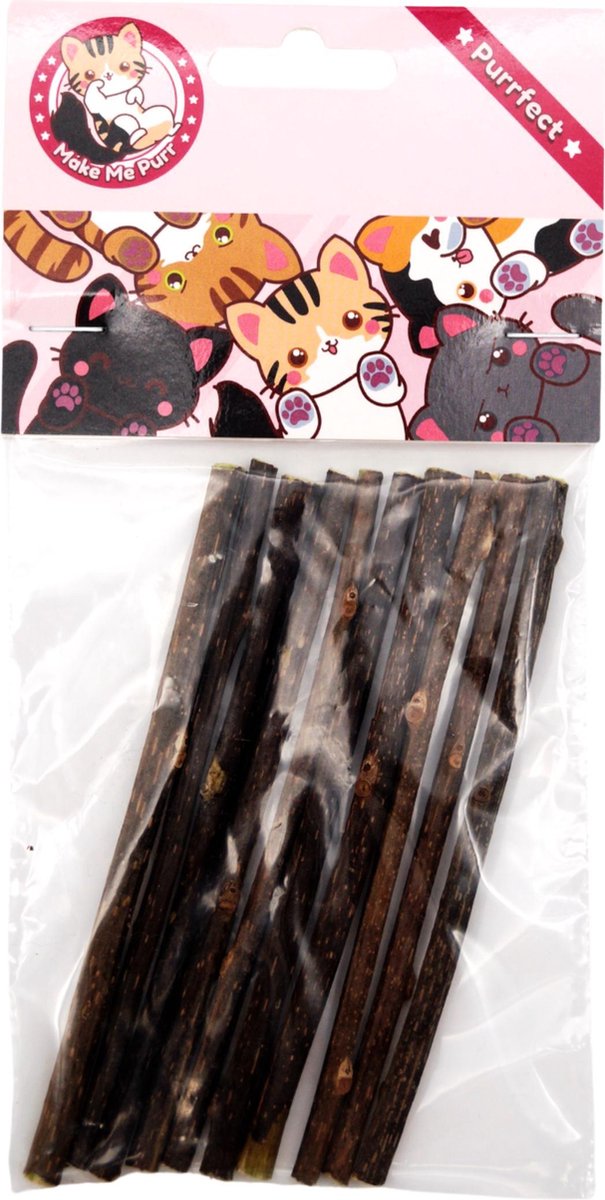  Make Me Purr Matatabi Sticks (10 Stuks) - Silver Vine Kattenkruid Stokjes - Catnip Effect Kauwstokjes - Kattensnack Kattensnoepjes - Kattenspeelgoed Kattenspeeltjes