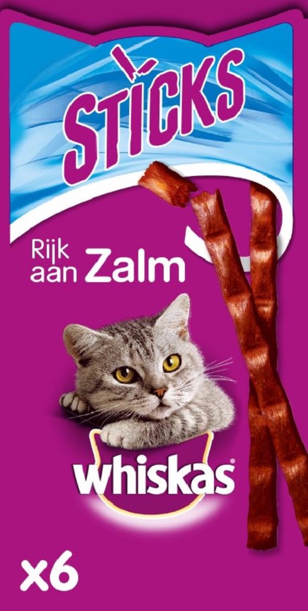  Whiskas Sticks Kattensnack - Zalm - 14 X 6 Stuks