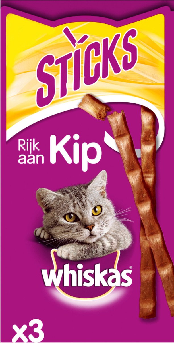  Whiskas Sticks 18 G - Kattensnack - 12 X Kip