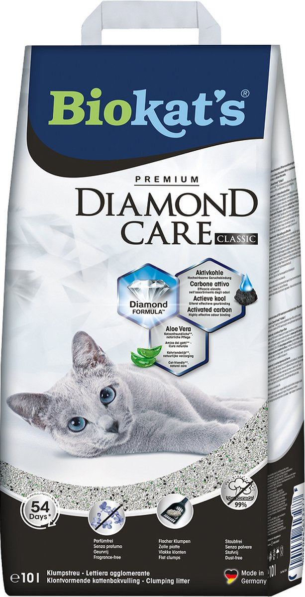  Biokat's Diamond Care Classic - 10 L - Kattenbakvulling - Klontvormend - Zonder Geur - Aktieve Kool