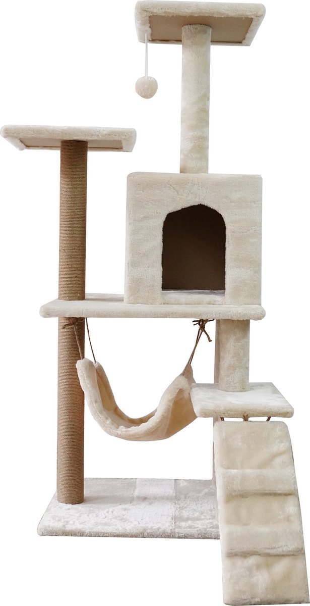  Krabpaal – Katten Krabpaal - Kattenhuis - 125cm Hoog - Beige