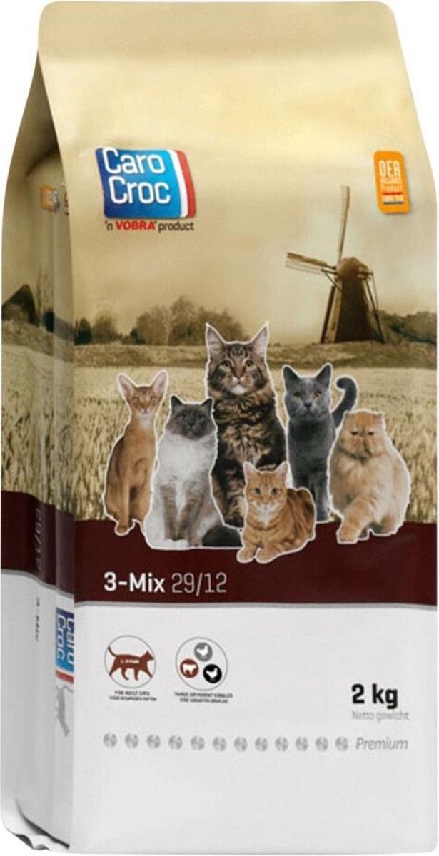  Carocroc Kat 3-Mix Adult - Gevogelte/Rund - Kattenvoer - 15 Kg