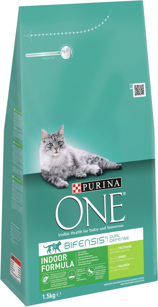 Purina One PURINA® ONE Indoor Rijk Aan Kalkoen &amp; Volkoren Granen Brokjes 1,5 Kg