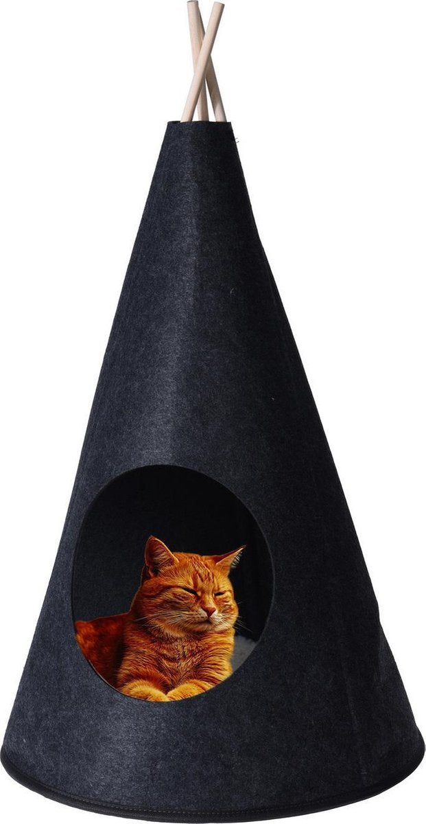 Merkloos Katten Tipitent - 40x70cm - Zwart - Kattentent