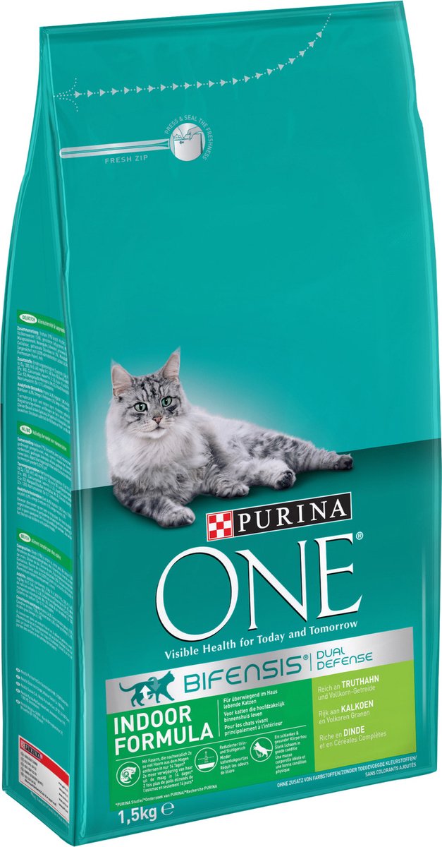 Purina One PURINA® ONE Indoor Rijk Aan Kalkoen &amp; Volkoren Granen Brokjes 1,5 Kg