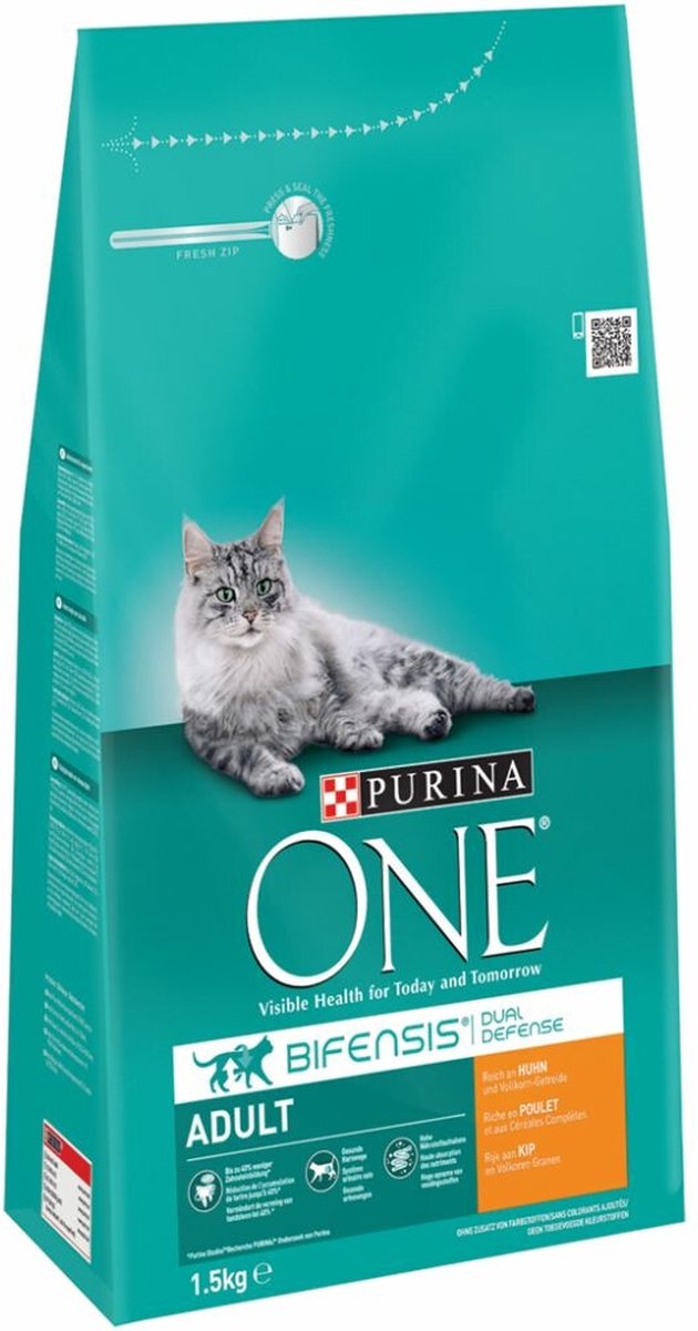 Purina One PURINA® ONE Adult Rijk Aan Kip &amp; Volkoren Granen Brokjes 1,5 Kg